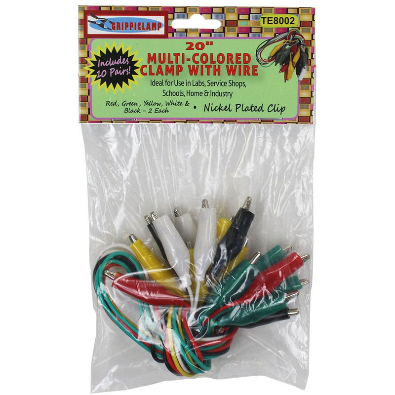 10 Piece Set Of Multi-Color Test Leads With Shrouded Clamps. - TE-18002 - ToolUSA