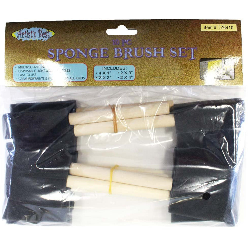 10 Piece Sponge Brush Set, Wooden Handles - CR-96410 - ToolUSA