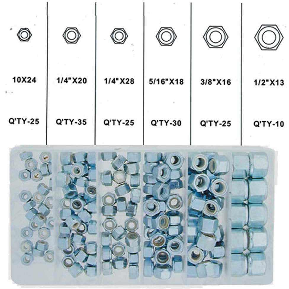 10-to-½" Locknut Assorted 150-Piece Set (Pack of: 1) - TX1150 - ToolUSA