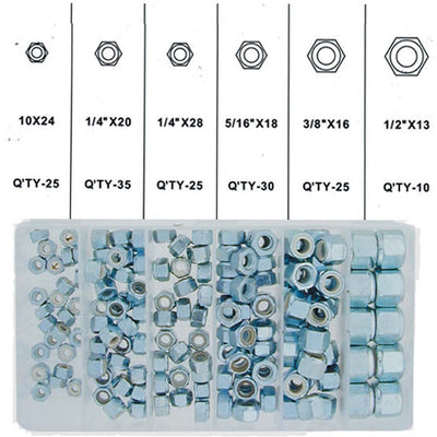 10-to-½" Locknut Assorted 150-Piece Set (Pack of: 1) - TX1150 - ToolUSA