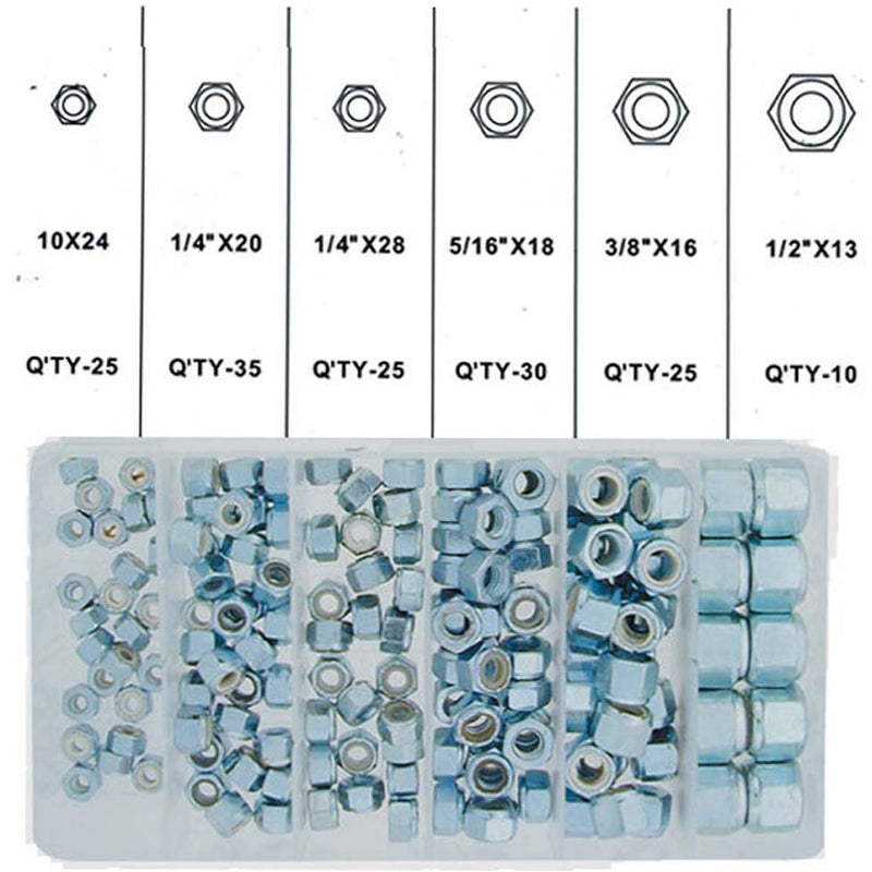 10-to-½" Locknut Assorted 150-Piece Set (Pack of: 1) - TX1150 - ToolUSA
