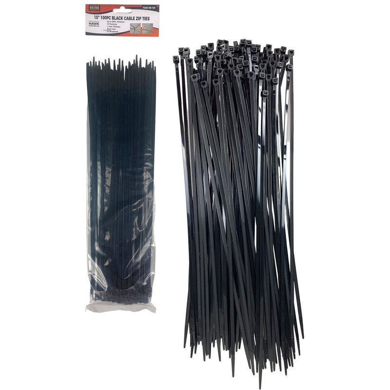 100 Pc. 15-Inch Black Cable Ties - TZ8615B-100 - ToolUSA