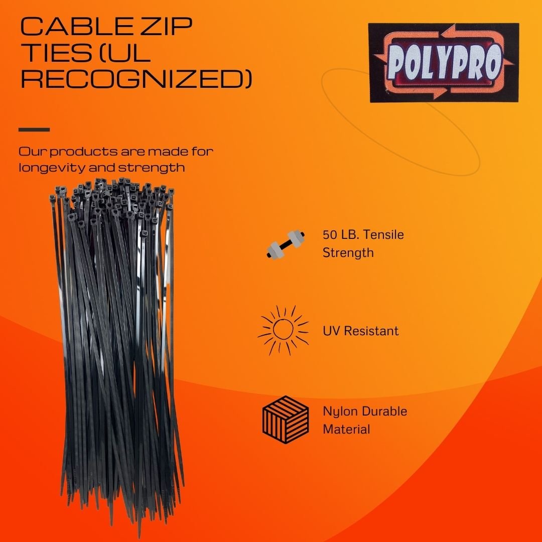 100 Pc. 15-Inch Black Cable Ties - TZ8615B-100 - ToolUSA