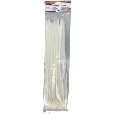 100 Pc. 15-Inch Cable Zip Ties - TZ8615W-100 - ToolUSA