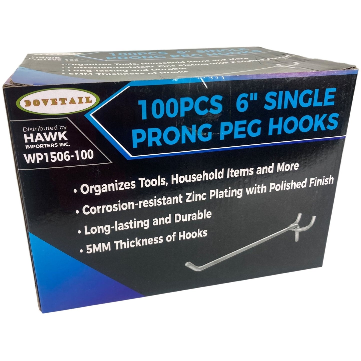 100 Pc. 6-Inch Prong Peg Hooks - HW-15066 - ToolUSA