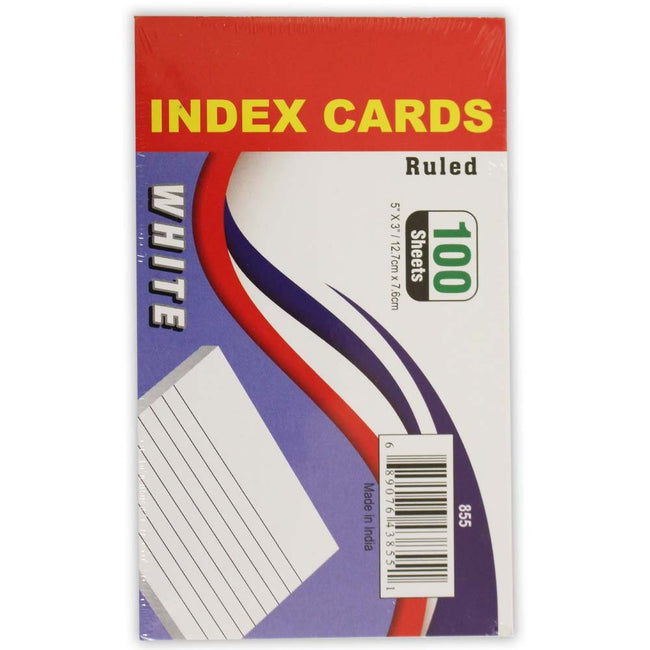 100 Piece, 3 X 5 Inch Ruled Index Cards-Lined On Front, Blank On Back (Pack of: 2) - HK-46870-Z02 - ToolUSA