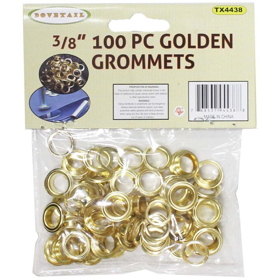 100 Piece 3/8 Inch Brass Plated Grommets (Pack of: 1) - HW-94438 - ToolUSA