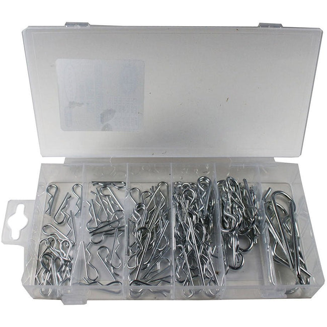 100 Piece Assorted Hitch Pins, or (Cotter Pins) In Six Sizes With Divided Plastic Storage Box - TX7150-100 - ToolUSA