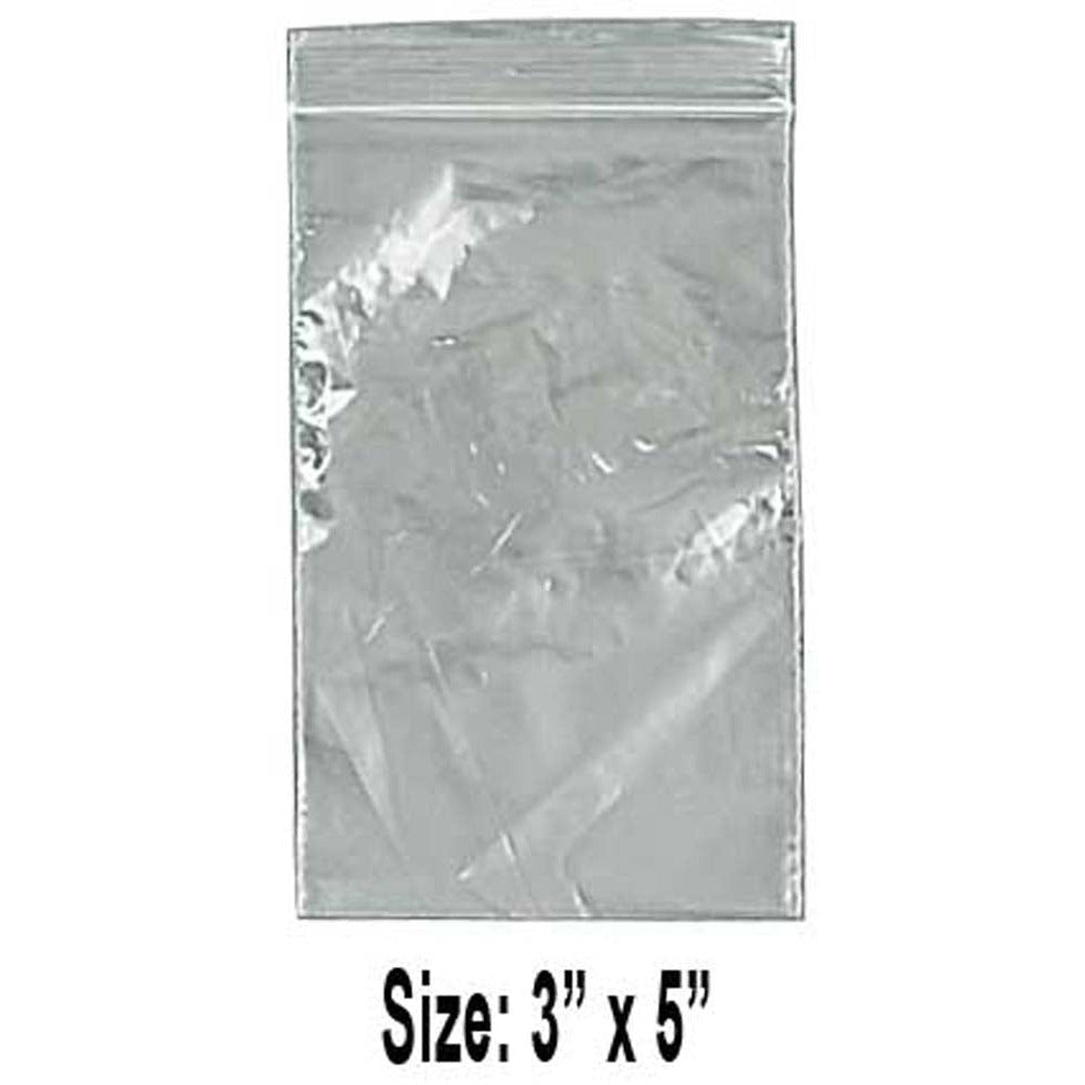 1000 Count of 2.5 Mil Self Locking Resealable Bags, 3" x 5" - ToolUSA
