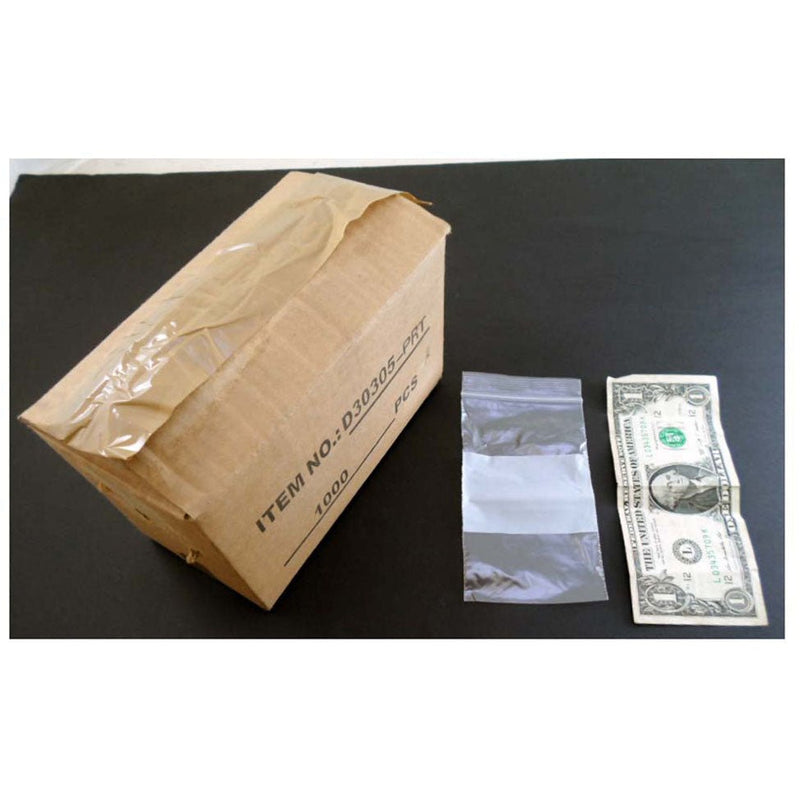 1000 Count Plastic Resealable Bags with White Strip for Labeling - 3x5 Inch - PLS-31305 - ToolUSA