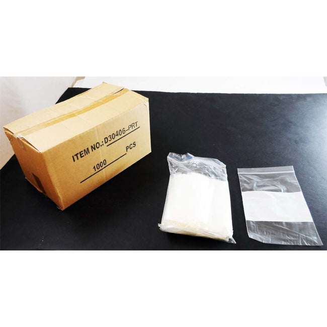 1000 Count Plastic Resealable Bags with White Strip for Labeling - 4x6 Inch - PLS-31306 - ToolUSA