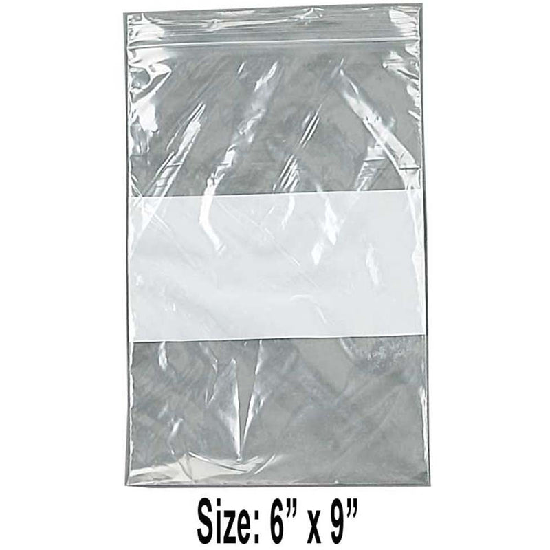 1000 Count Plastic Resealable Bags with White Strip for Labeling - 6x9 Inch - PLS-31307 - ToolUSA