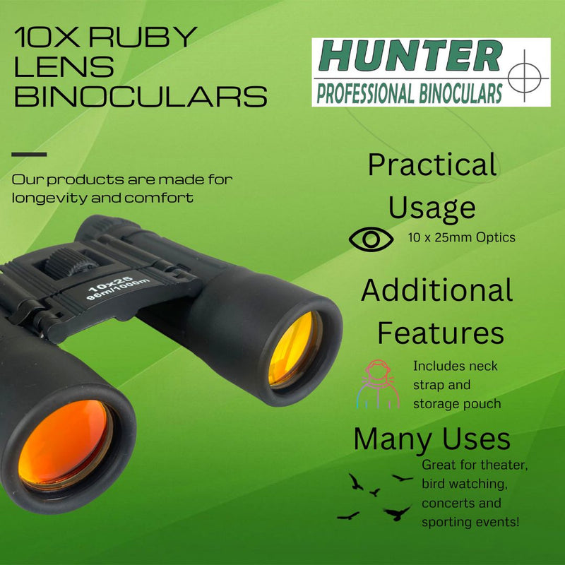 10x Small Black Binoculars - 25mm Ruby Lenses (Pack of: 1) - MG230R - ToolUSA