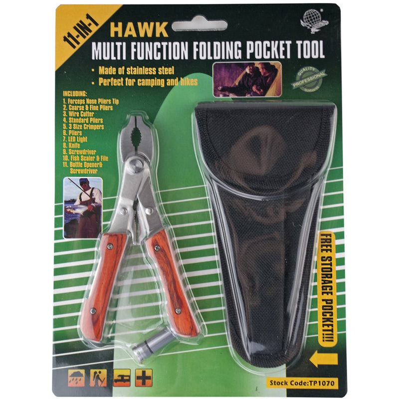 11-in-1 Stainless Steel Folding Multi-tool With Pouch - TP-91070 - ToolUSA