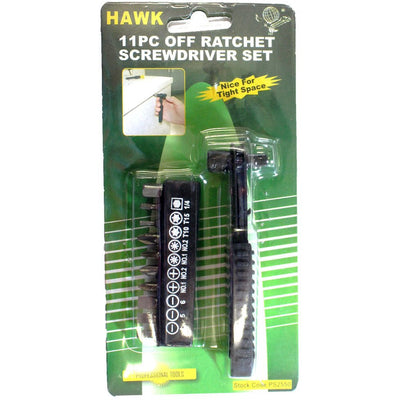 11 Piece Reversible Ratchet Screwdriver Bit Set (Pack of: 1) - PS-02550 - ToolUSA