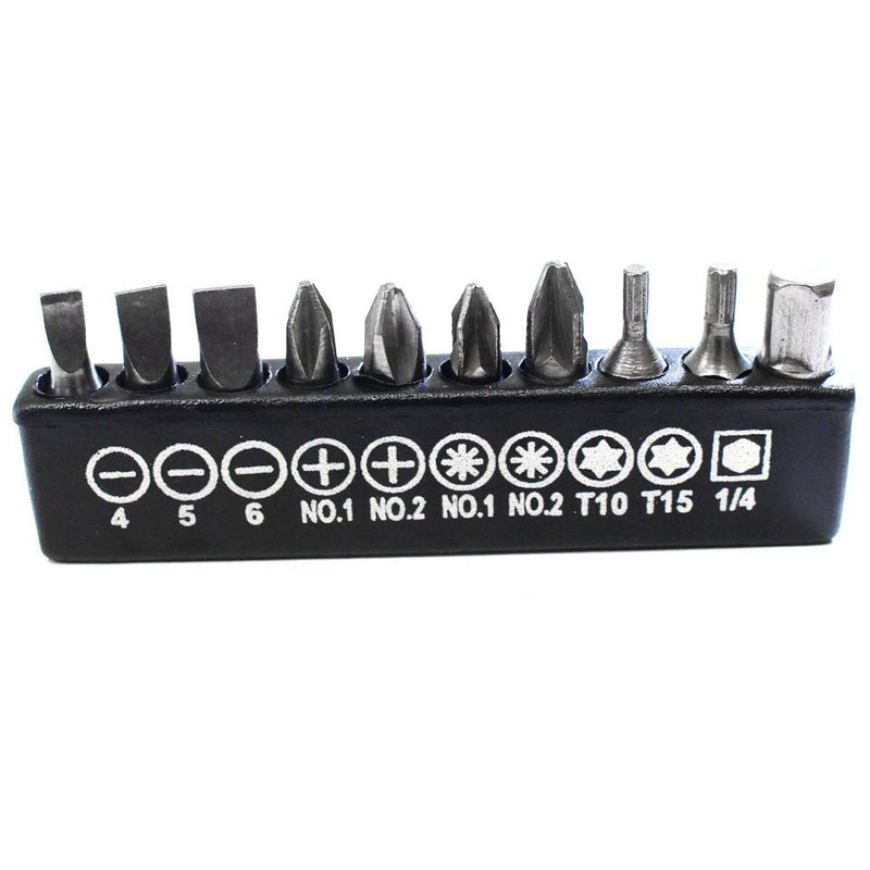 11 Piece Reversible Ratchet Screwdriver Bit Set (Pack of: 1) - PS-02550 - ToolUSA