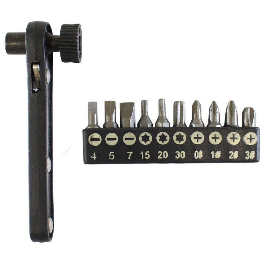 11 Piece Reversible Ratchet Screwdriver Bit Set (Pack of: 1) - PS-02550 - ToolUSA