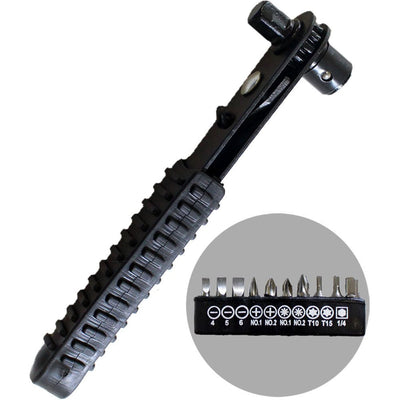 11 Piece Reversible Ratchet Screwdriver Bit Set (Pack of: 1) - PS-02550 - ToolUSA