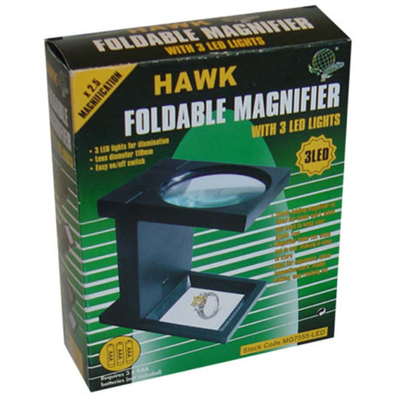 110MM Diameter Lens Illuminated Folding Magnifier With 2.5X & 2 Rulers, SAE & Metric - MG-75555 - ToolUSA
