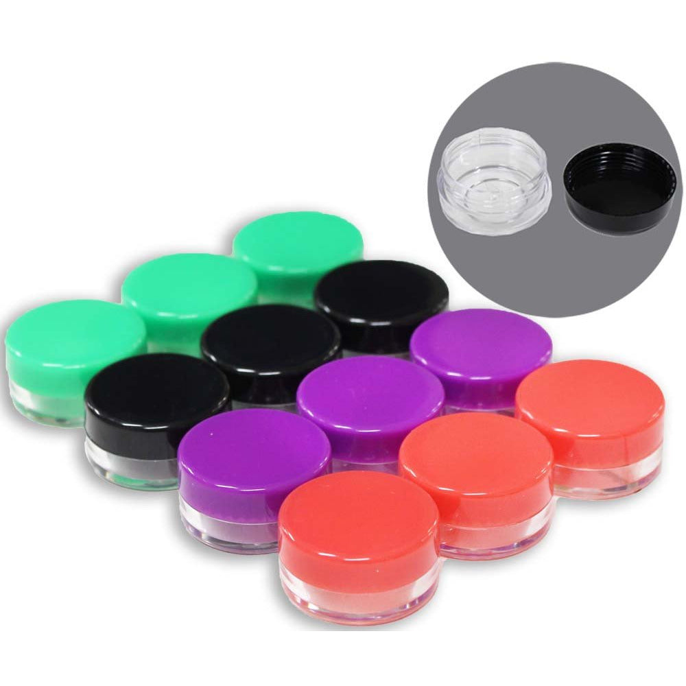 12 Clear Plastic Jars with Colored Lids - Size - 15 Mil - TJ8615-COL - ToolUSA