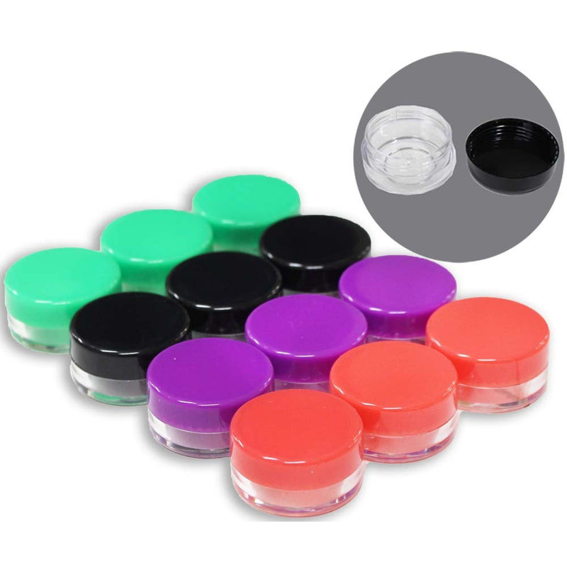 12 Clear Plastic Jars with Colored Lids - Size - 15 Mil - TJ8615-COL - ToolUSA