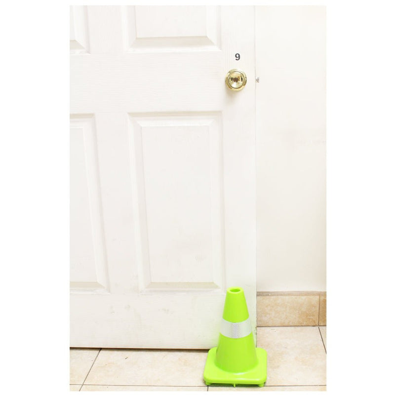 12 Inch Neon Green Safety Cone With 2 Inch White Fluorescent Strip - ST12-G - ToolUSA