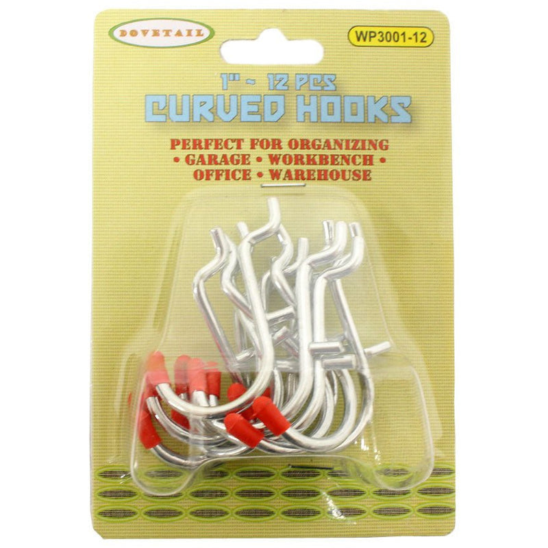 12 Piece 1" Curved Peg Hooks (Pack of: 2) - HW-30112-Z02 - ToolUSA