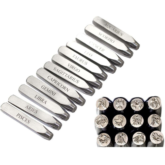 12 Piece 10MM Zodiac Sign Metal Punches Set - TJ911-ZODIAC - ToolUSA
