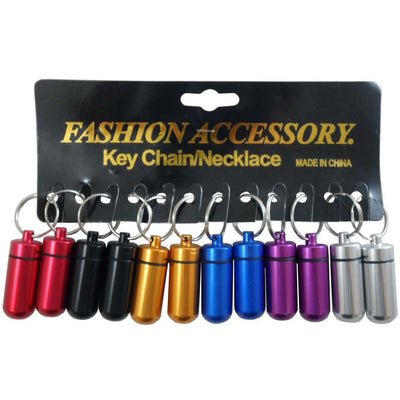 12 Piece Aluminum 1 1/2 inch Containers With Key Rings On A Display Card- 5/8 inch diameter - TW-TW13-480-YW - ToolUSA