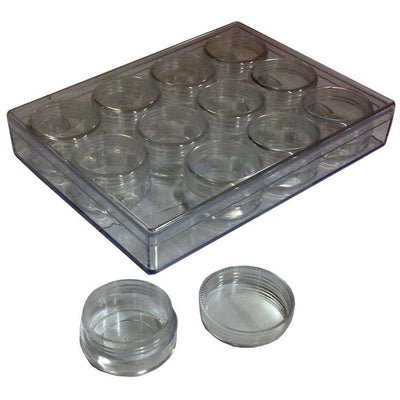 12 Piece Clear Plastic Round Box Set with Screw-On Lids - TJ05-86122 - ToolUSA