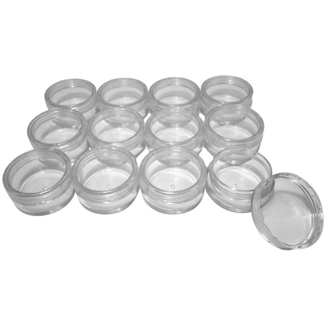 12 Piece Mini Clear Plastic Jars with Screw-On Lids - TJ-18610 - ToolUSA