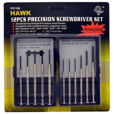 12 Piece Precision Screwdriver Set with Cross Bar in a Storage Case - PS-21100 - ToolUSA