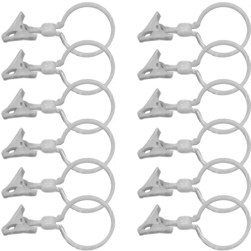 12 Piece Set Of Shower Curtain Hooks With Pivoting Clips - D1-D152-PL-YW - ToolUSA