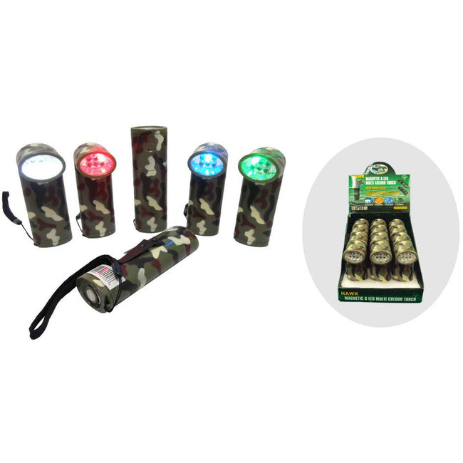 12 Piece Small Camo Military Torches with 4 Color Lights - FL-0-00046D - ToolUSA