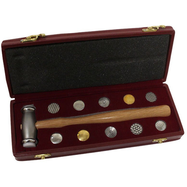 12 Piece Texturizing Hammer Set | Interchangeable Heads & Wooden Handle - PH612-P-BX - ToolUSA