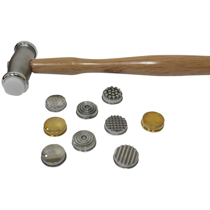 12 Piece Texturizing Hammer Set | Interchangeable Heads & Wooden Handle - PH612-P-BX - ToolUSA