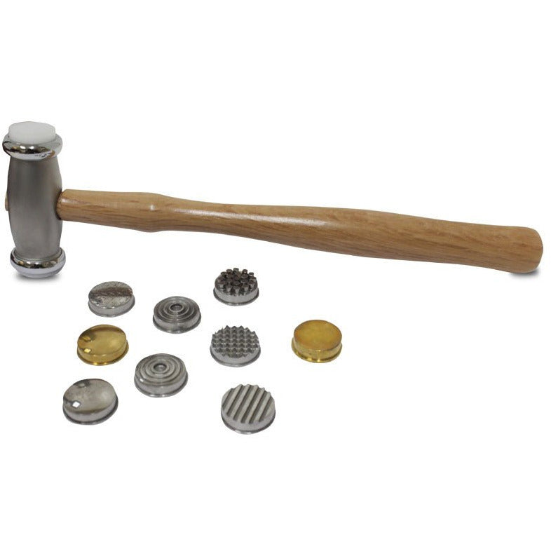 12 Piece Texturizing Hammer Set | Interchangeable Heads & Wooden Handle - PH612-P-BX - ToolUSA
