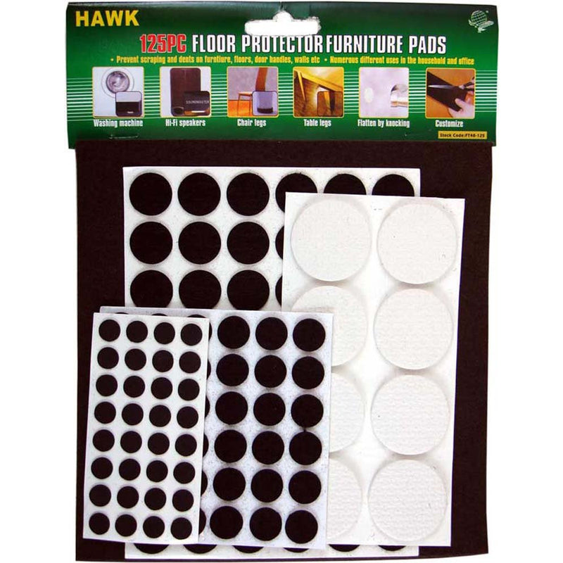 125 PIECE PACKAGE OF VARIOUS SIZES FLOOR AND FURNITURE PROTECTOR PADS - FT40-125 - ToolUSA