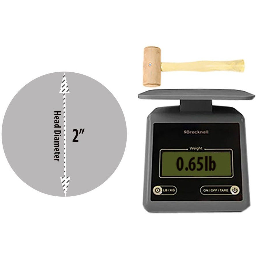 12.5" Rawhide Mallet - Wooden Handle - 3" Diameter Striking Surface - PH-00243 - ToolUSA