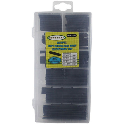 127 Piece Assorted Size Heat Shrink Wire Wrap Set In Divided Plastic Storage Box - TX74-127HS - ToolUSA