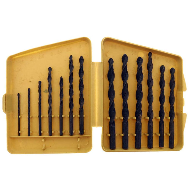 13 Piece Set Of Twist Drill Bits In Sizes 1/16" Through 1/4", With Storage Case - TZ5000-YH - ToolUSA