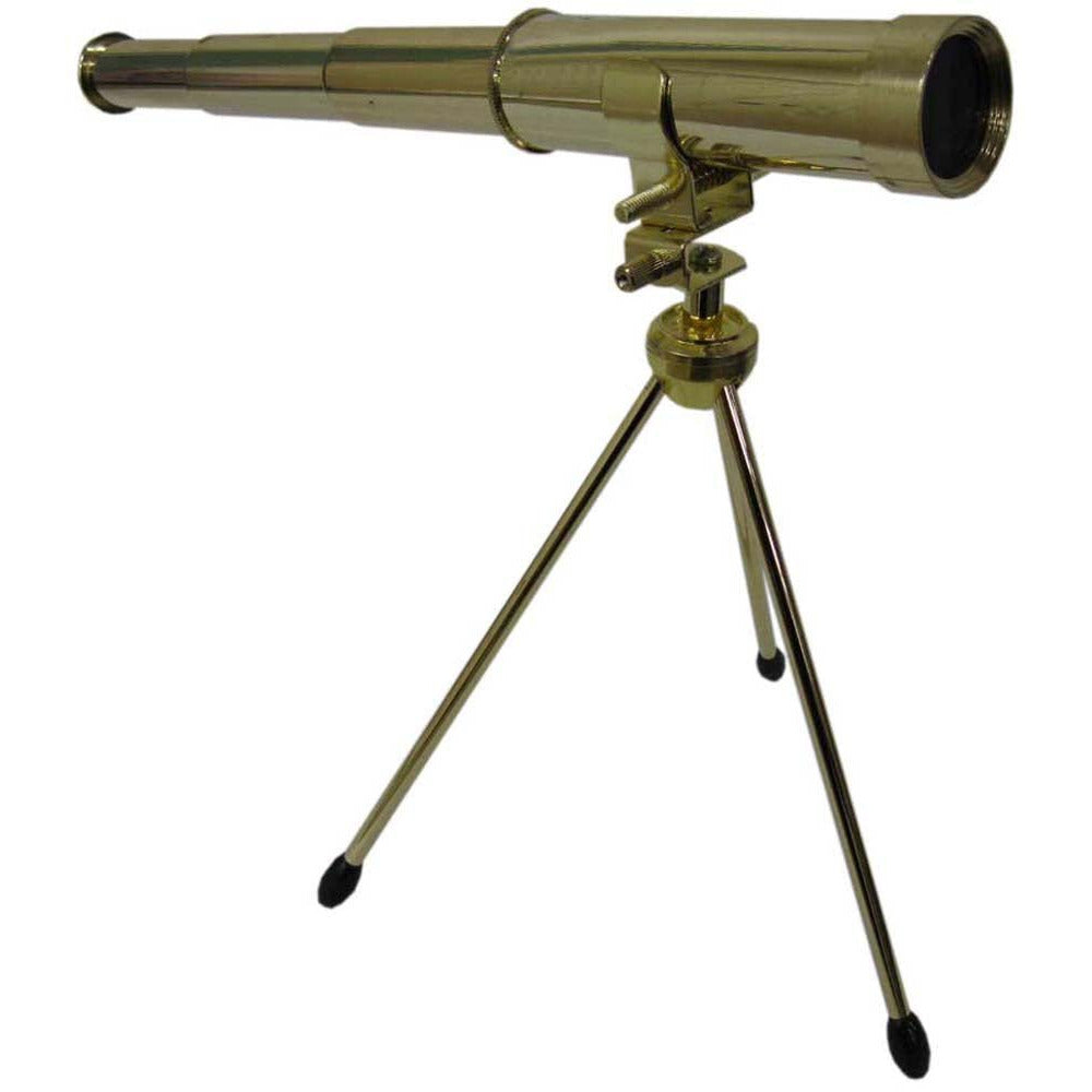 14" Antique Looking Brass, W/ 10x Power, 30mm Lens,And Matching Tripod With Rubber Feet - MG-B-90919 - ToolUSA