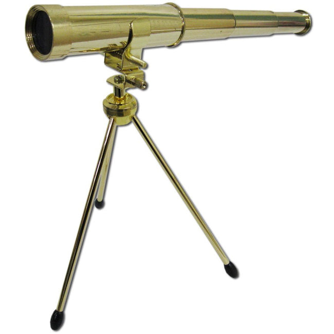 14" Antique Looking Brass, W/ 10x Power, 30mm Lens,And Matching Tripod With Rubber Feet - MG-B-90919 - ToolUSA