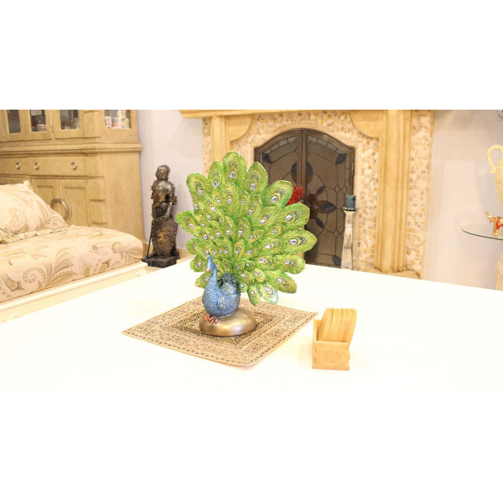 14 Inch Peacock Statuette Décor - 207-1390-YX - ToolUSA