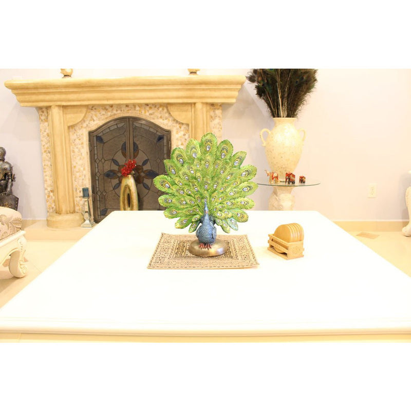 14 Inch Peacock Statuette Décor - 207-1390-YX - ToolUSA