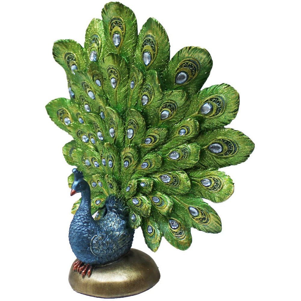 14 Inch Peacock Statuette Décor - 207-1390-YX - ToolUSA