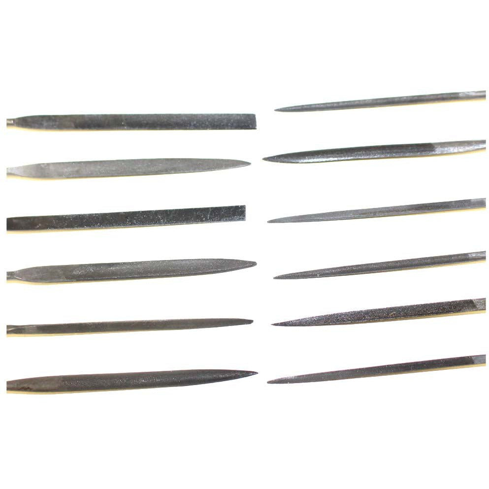 140mm X 3mm Mini 12 Piece Needle File Set With Plastic Handles - F-903 ...