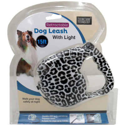15-Feet Retractable Dog Leash - LED Safety Light - PET-62222-YK - ToolUSA