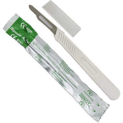 #15 Stainless Steel Blade Disposable Plastic Scalpel with Protective Cap (Pack of: 10) - PL-06115-Z10 - ToolUSA
