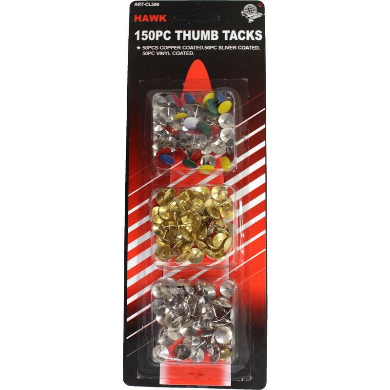 150 Count Thumb Tacks in Silver, Gold, and Various Colors - CR-27807 - ToolUSA